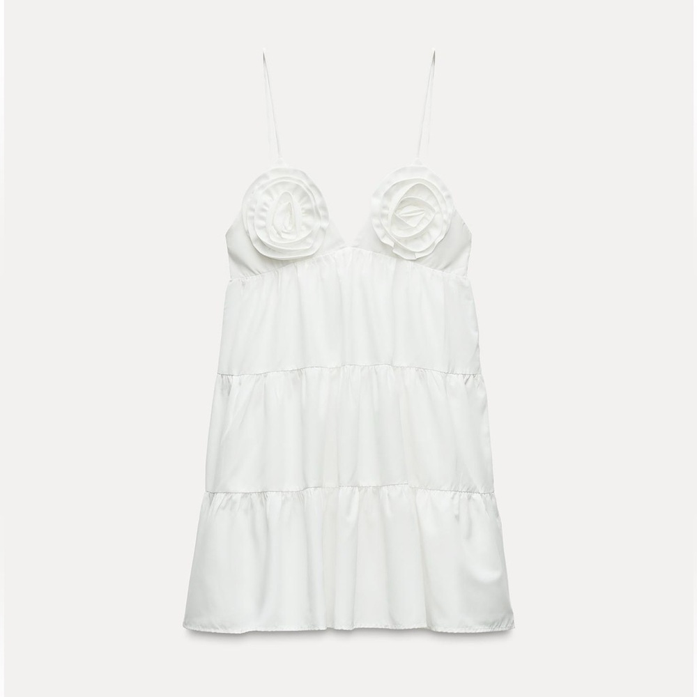 Zara White Sleeveless Top with Floral Details